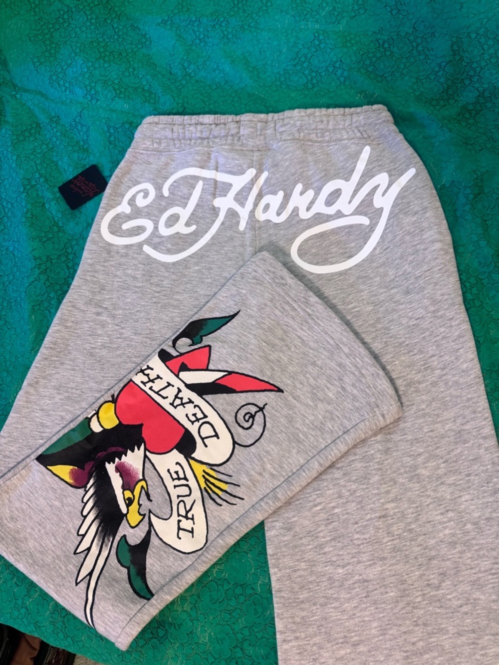 Ed Hardy  Gray Sweatpants with graphic design